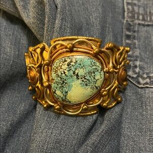 Turquoise and Bronze Cuff Bracelet